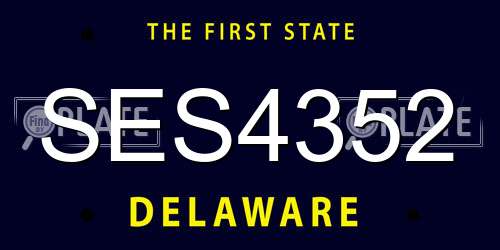 SES4352 Delaware License Plate