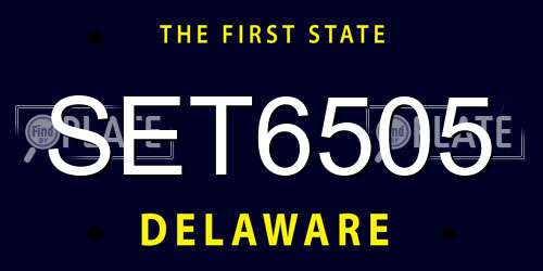 SET6505 Delaware License Plate