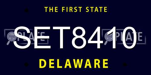 SET8410 Delaware License Plate