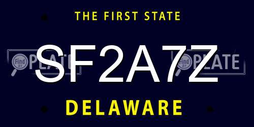 SF2A7Z Delaware License Plate