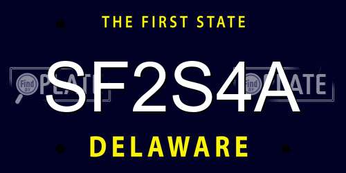 SF2S4A Delaware License Plate