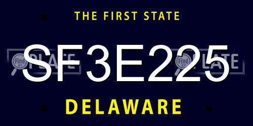 SF3E225 Delaware License Plate