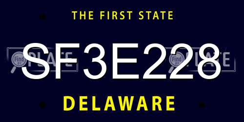 SF3E228 Delaware License Plate