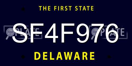 SF4F976 Delaware License Plate
