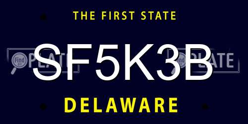 SF5K3B Delaware License Plate