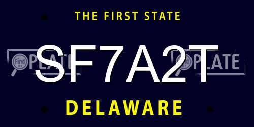 SF7A2T Delaware License Plate