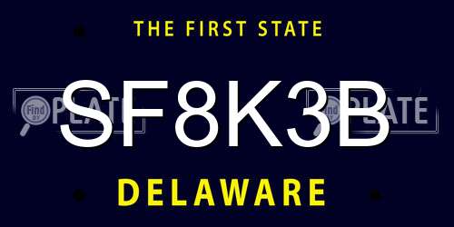 SF8K3B Delaware License Plate
