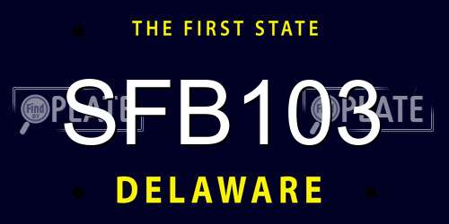 SFB103 Delaware License Plate