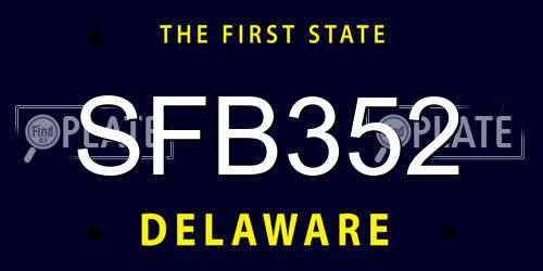 SFB352 Delaware License Plate