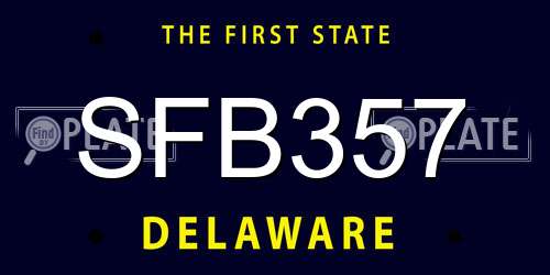 SFB357 Delaware License Plate
