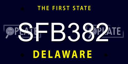 SFB382 Delaware License Plate