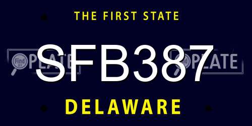 SFB387 Delaware License Plate