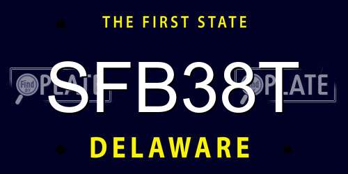 SFB38T Delaware License Plate
