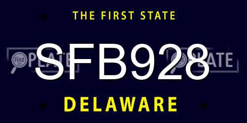 SFB928 Delaware License Plate