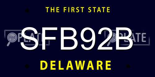 SFB92B Delaware License Plate