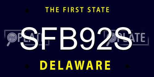 SFB92S Delaware License Plate
