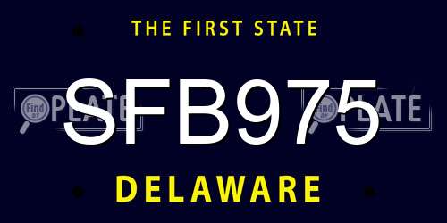 SFB975 Delaware License Plate
