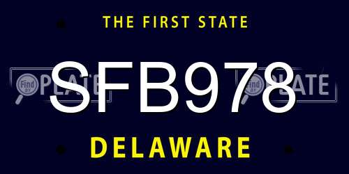 SFB978 Delaware License Plate