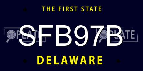 SFB97B Delaware License Plate