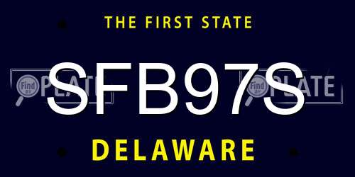 SFB97S Delaware License Plate