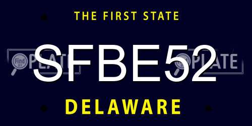 SFBE52 Delaware License Plate