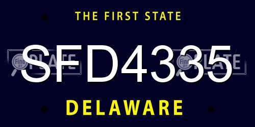 SFD4335 Delaware License Plate