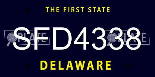 SFD4338 Delaware License Plate