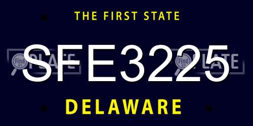 SFE3225 Delaware License Plate
