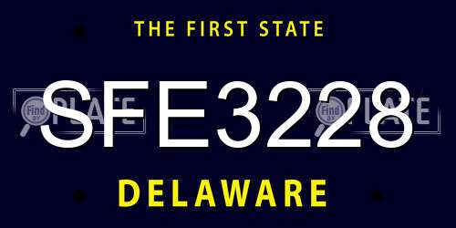 SFE3228 Delaware License Plate
