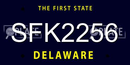 SFK2256 Delaware License Plate