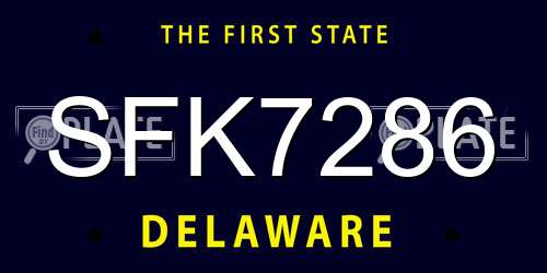 SFK7286 Delaware License Plate