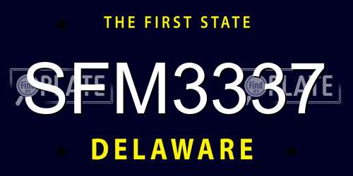 SFM3337 Delaware License Plate
