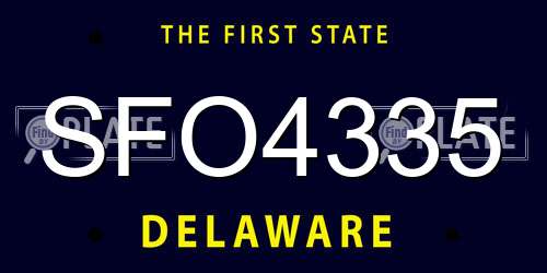 SFO4335 Delaware License Plate