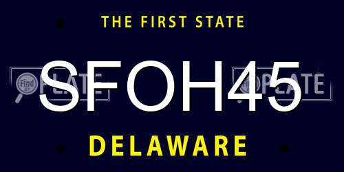 SFOH45 Delaware License Plate