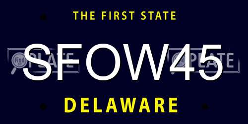 SFOW45 Delaware License Plate
