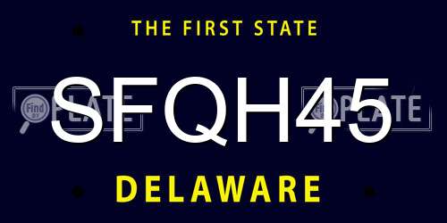 SFQH45 Delaware License Plate
