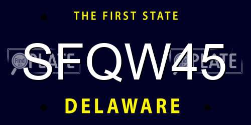 SFQW45 Delaware License Plate