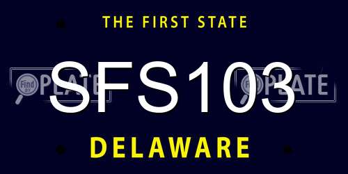 SFS103 Delaware License Plate