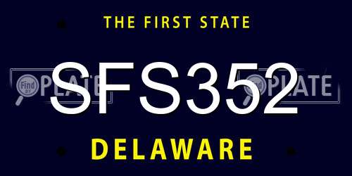 SFS352 Delaware License Plate
