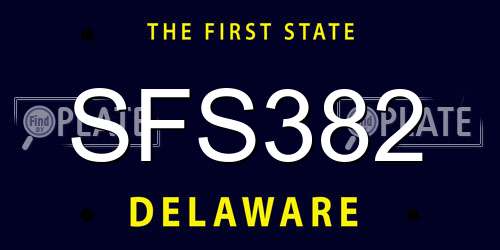 SFS382 Delaware License Plate