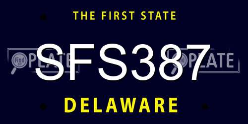 SFS387 Delaware License Plate