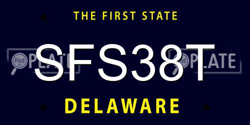 SFS38T Delaware License Plate