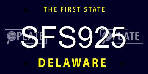 SFS925 Delaware License Plate