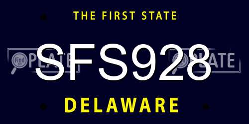 SFS928 Delaware License Plate