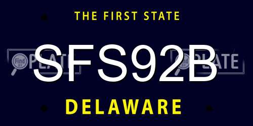 SFS92B Delaware License Plate