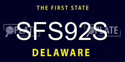 SFS92S Delaware License Plate