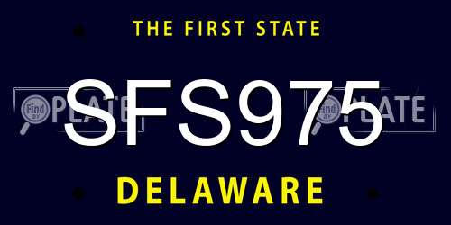 SFS975 Delaware License Plate