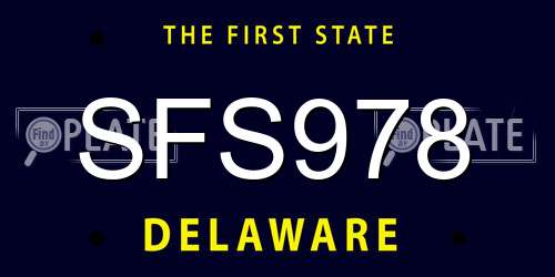 SFS978 Delaware License Plate