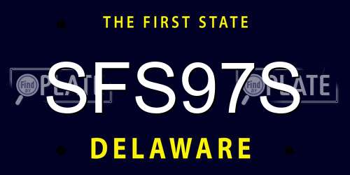 SFS97S Delaware License Plate