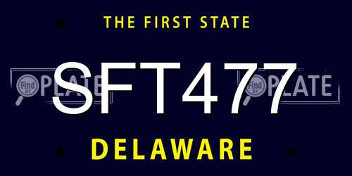 SFT477 Delaware License Plate